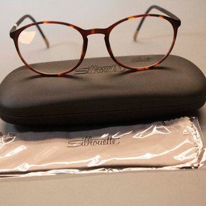 Silhouette round glasses frames matte red & black